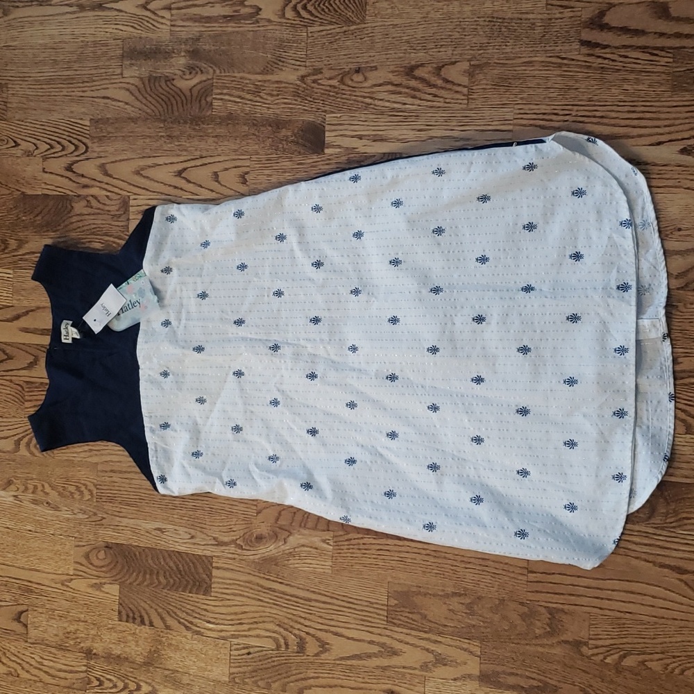 (S) NWT Hatley Embroidered Notch Neck Dress 100% Cotton Metallic Casual Comfort